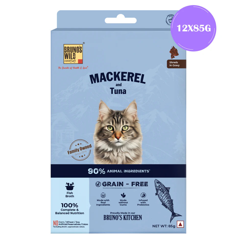 Bruno's Wild Essentials Mackerel & Tuna Cat Shreds In Gravy