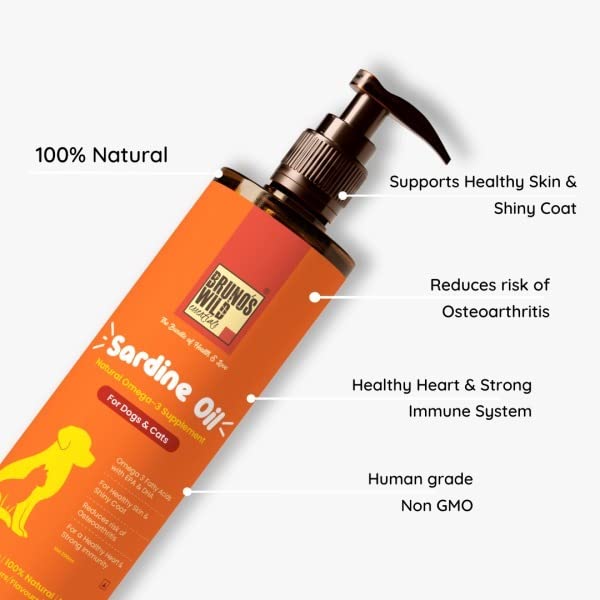 Bruno's Wild Essentials Sardine Oil Natural Omega-3 Supplement for Dogs and Cats