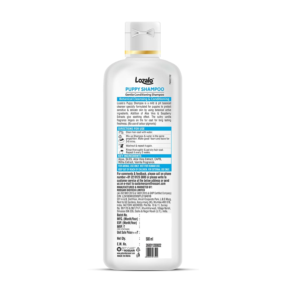 Lozalo Botanical Cleansing & Conditioning Aloe Vera & Reetha Extract Puppy Shampoo 250 ml