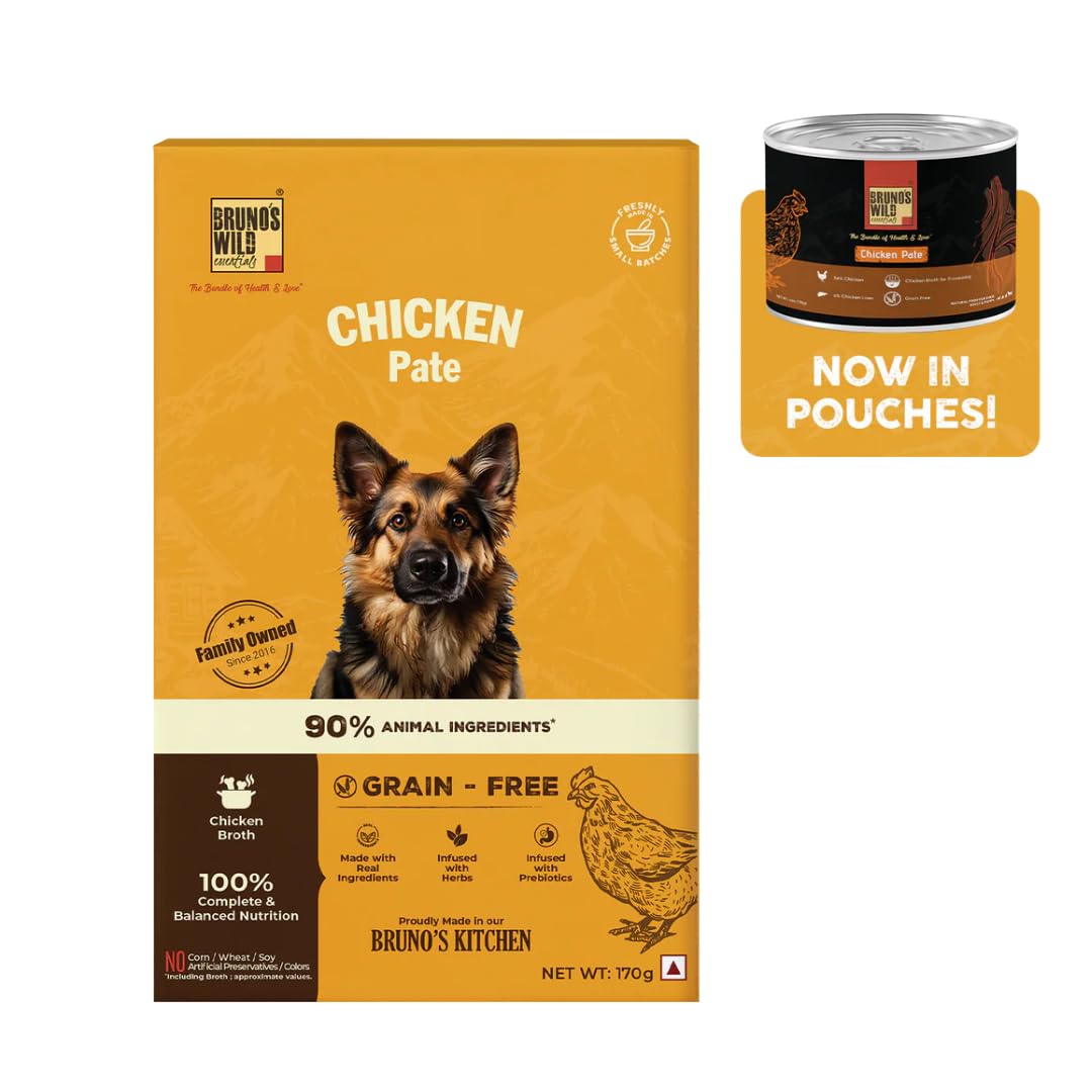 Bruno's Wild Essentials Grain Free Wet Dog Food Chicken Pate in Gravy 170g