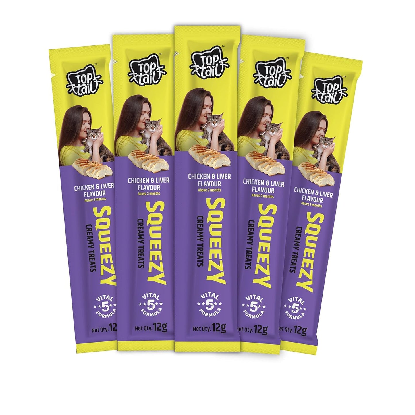Toptail Squeezy Chicken & Liver Flavour Creamy Cat Treats 60g