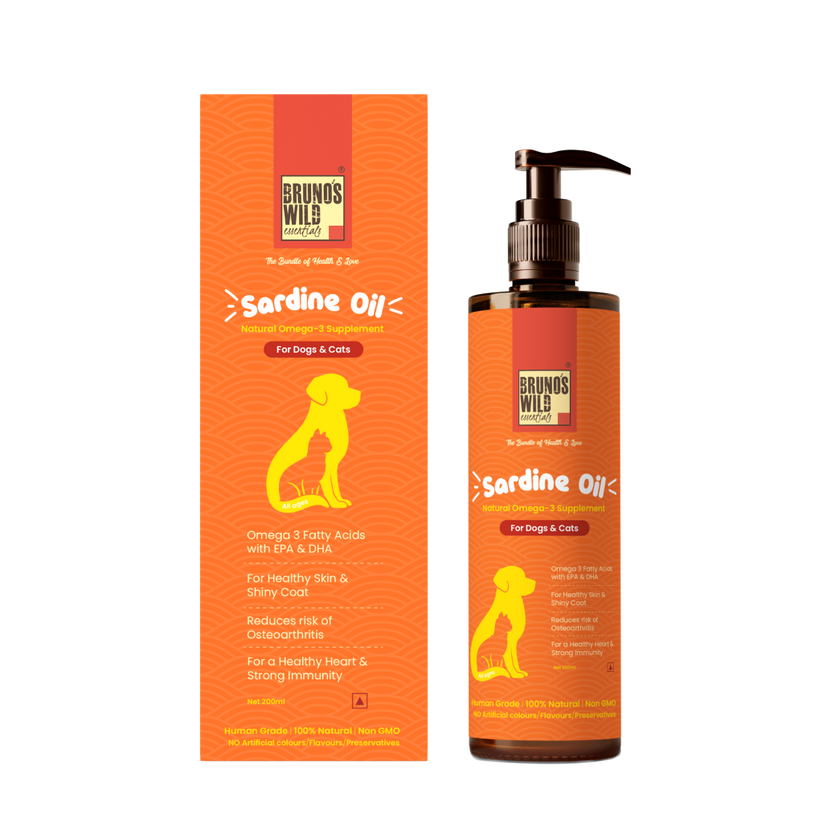 Bruno's Wild Essentials Sardine Oil Natural Omega-3 Supplement for Dogs and Cats