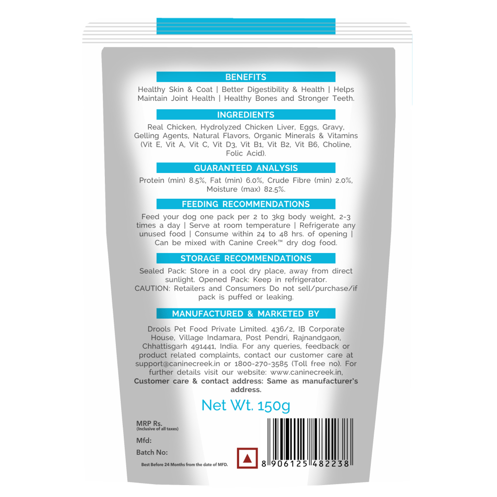 Canine Creek Real Chicken Gravy Adult Dog Wet Food 150g