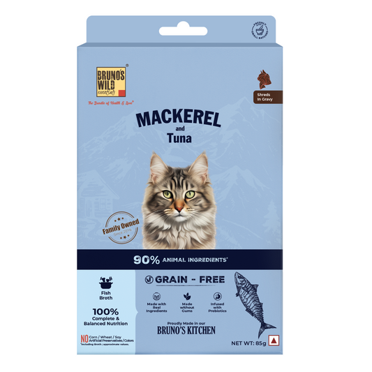 Bruno's Wild Essentials Mackerel & Tuna Cat Shreds In Gravy