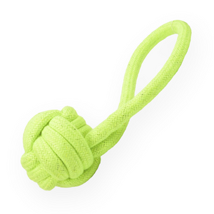 Petsworld Knotted Ball with Handle Rope Chew Toy for Cats & Dogs (Neon Green)