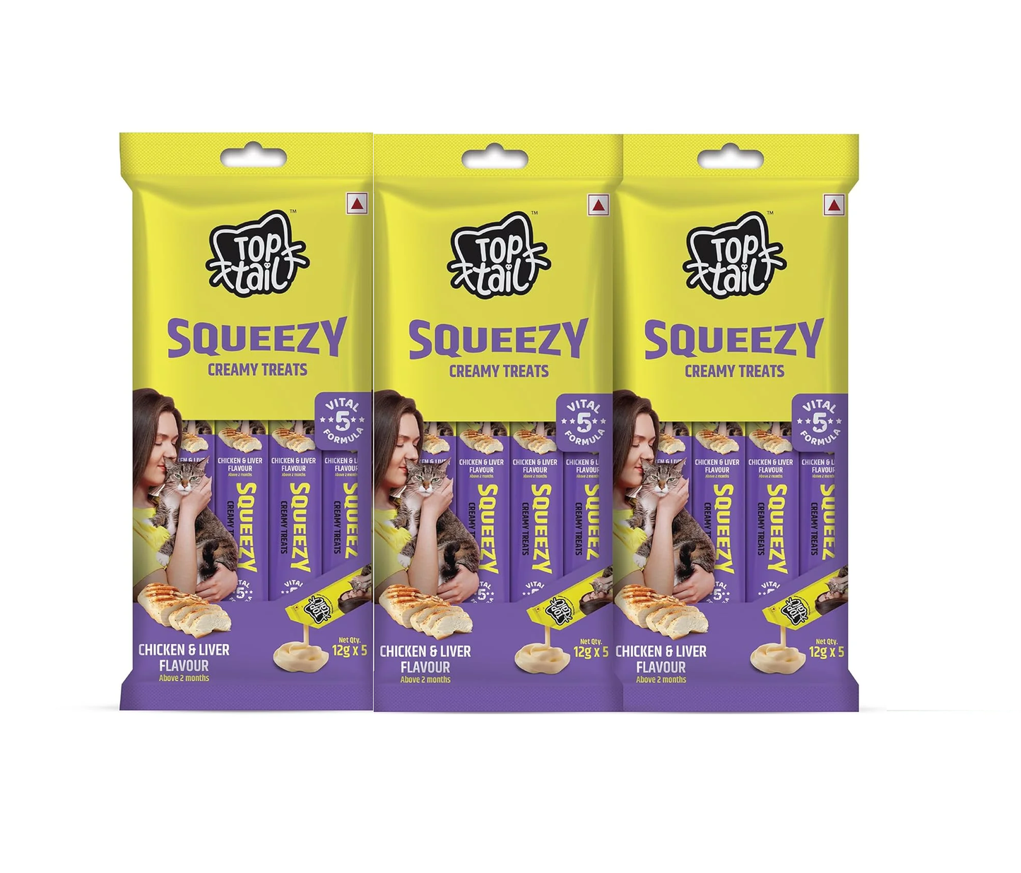 Toptail Squeezy Chicken & Liver Flavour Creamy Cat Treats 60g