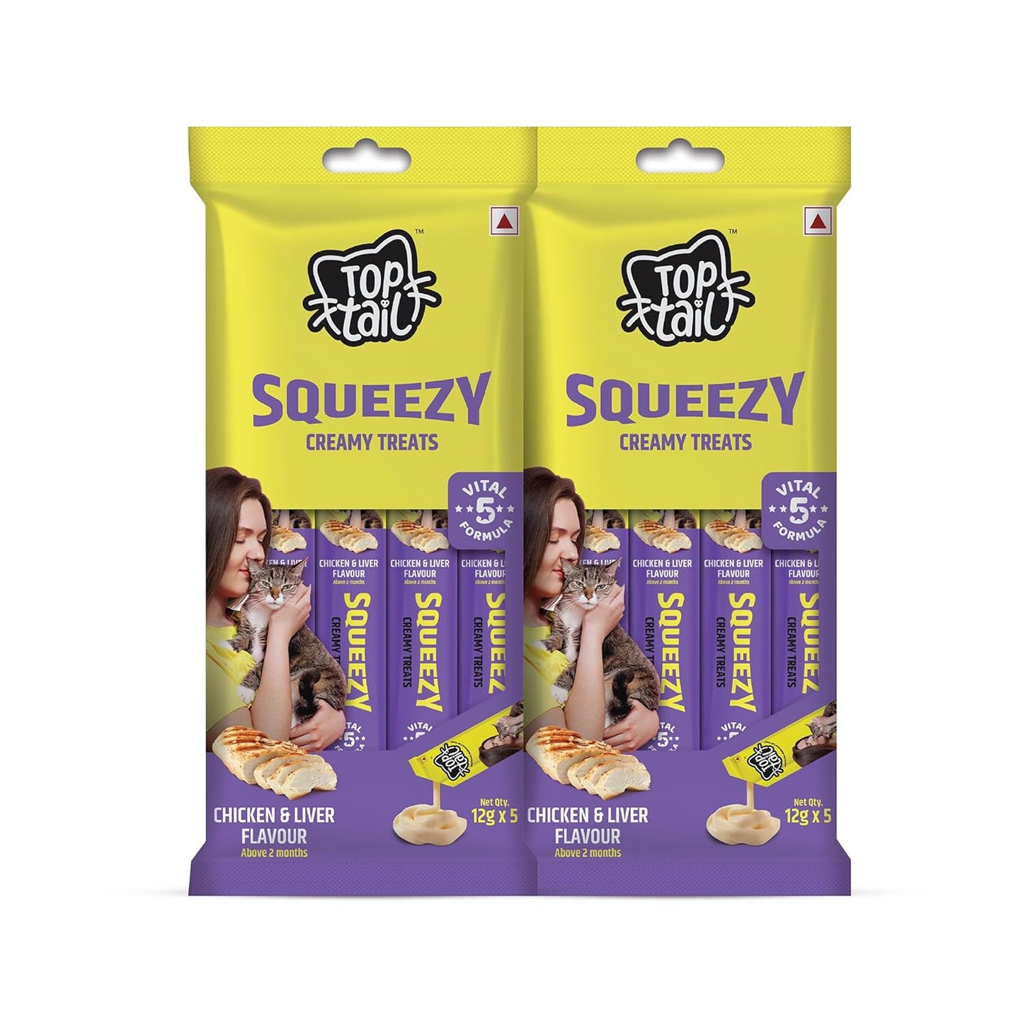Toptail Squeezy Chicken & Liver Flavour Creamy Cat Treats 60g