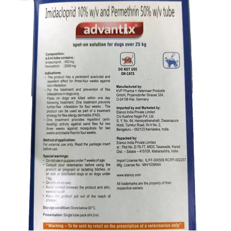 Bayer Advantix Spot on For Dogs Above 25 Kg (3 Pieces)
