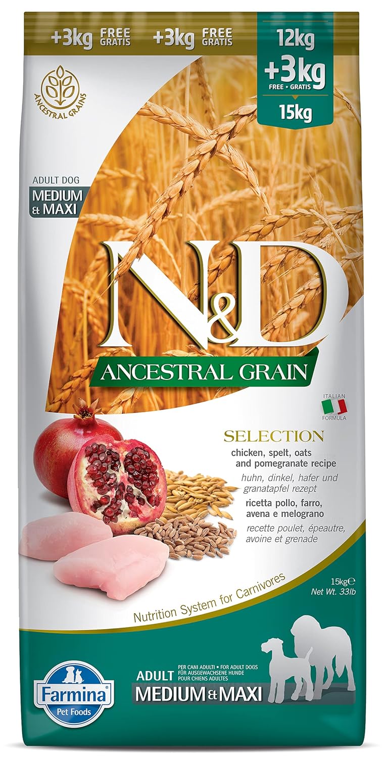 Farmina N&D Low Grain Medium & Maxi Breed Adult Dry Dog Food - Chicken & Pomegranate