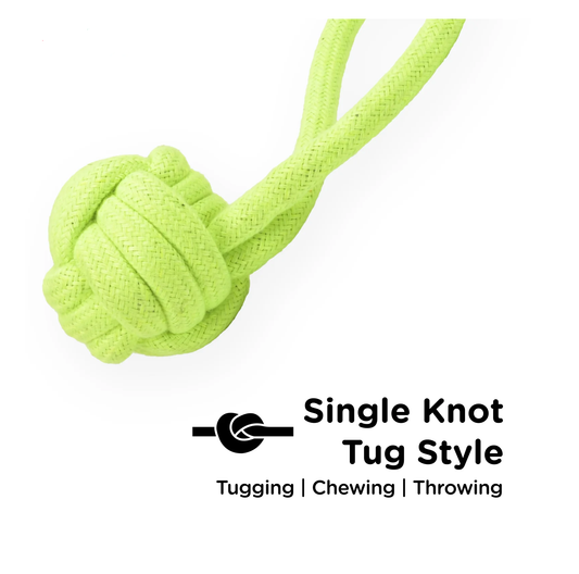 Petsworld Knotted Ball with Handle Rope Chew Toy for Cats & Dogs (Neon Green)
