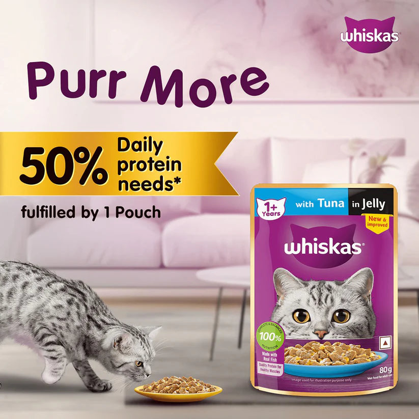 Whiskas Tuna in Jelly (1+ Years) Wet Food For Adult Cat 80 GM