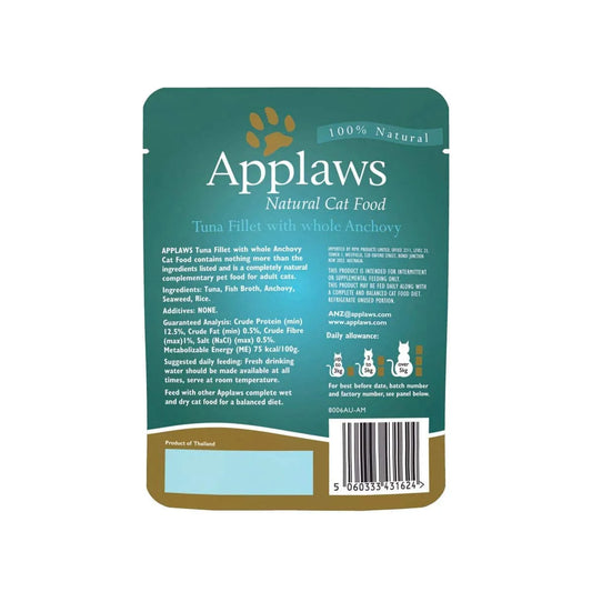 Applaws Tuna Fillet with Whole Anchovy & Seaweed in Broth Cat Wet Food 70g