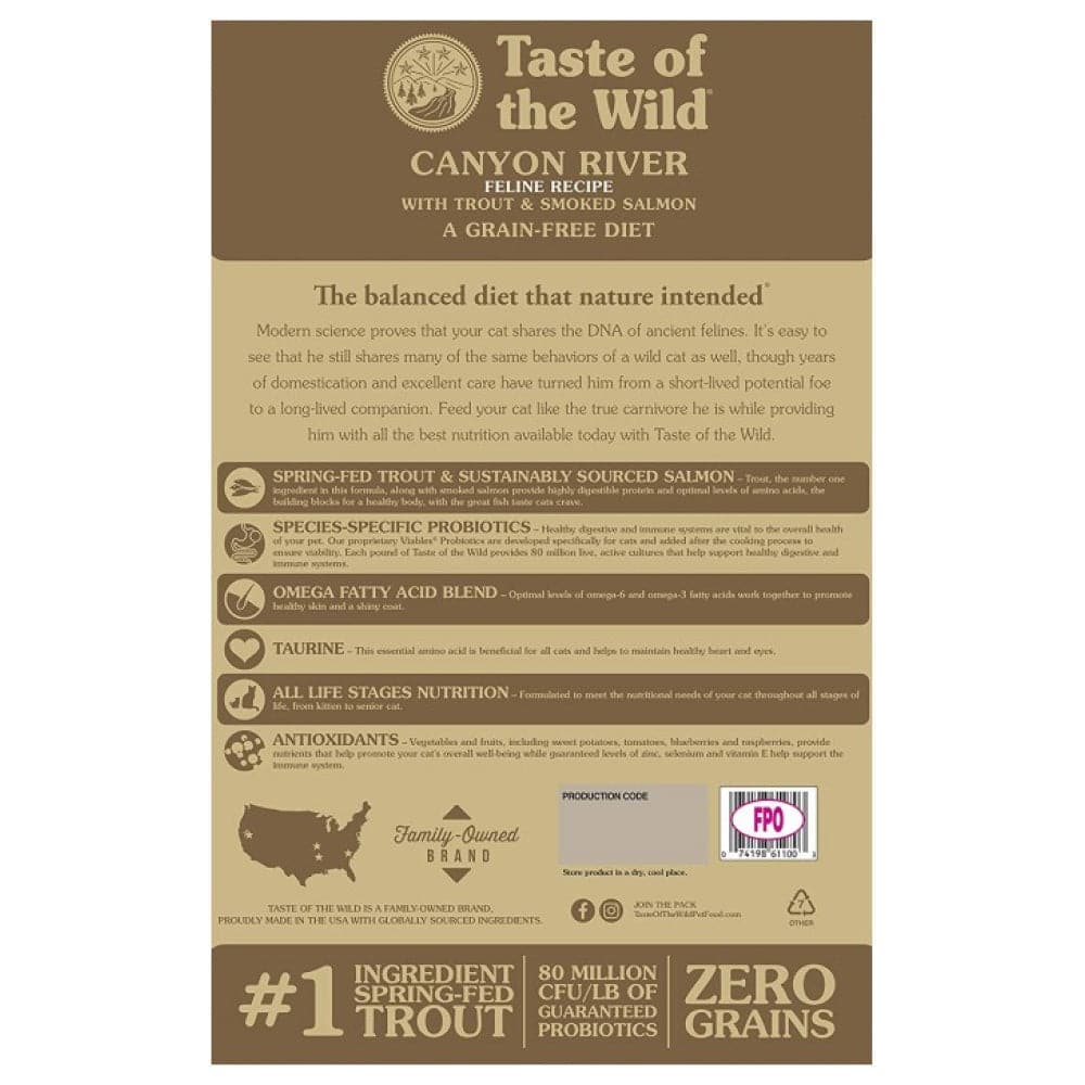 Taste Of The Wild Canyon River Feline Trout & Smoked Salmon Dry Cat Food