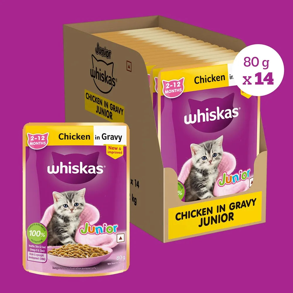 Whiskas Chicken in Gravy (2-12 Months) Wet Food For Junior Kitten