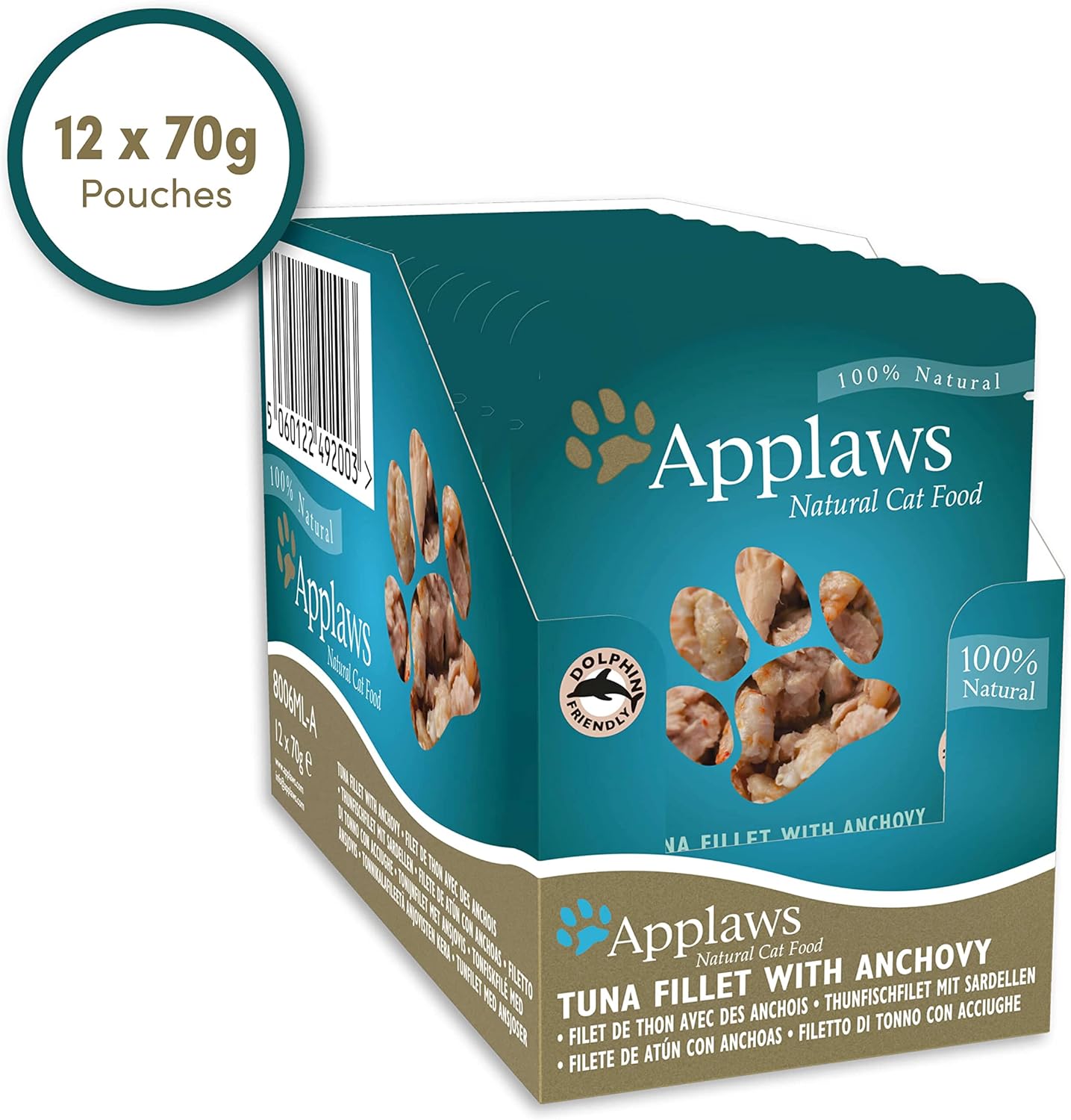 Applaws Tuna Fillet with Whole Anchovy & Seaweed in Broth Cat Wet Food 70g