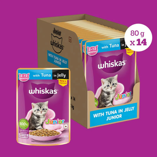 Whiskas Tuna in Gravy (2-12 Months) Wet Food For Junior Kitten 80 GM