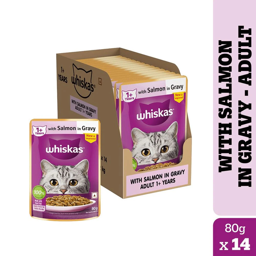 Whiskas Salmon in Gravy (1+ Years) Wet Food For Adult Cat 80 GM