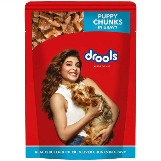 Drools Puppy Wet Dog Food, Real Chicken and Chicken Liver Chunks in Gravy