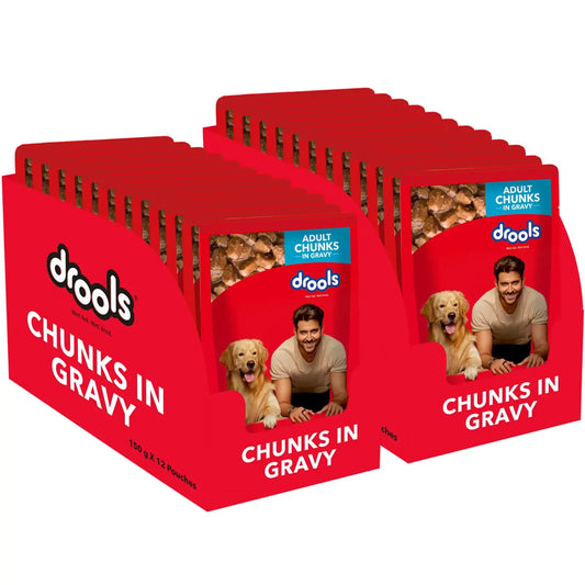 Drools Adult Wet Dog Food, Real Chicken and Chicken Liver Chunks in Gravy