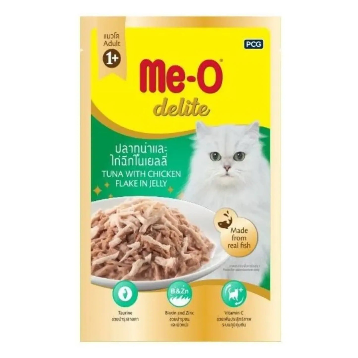 MeO Delite Tuna with Chicken Flake in Jelly Adult (+1 year) Wet Cat Food 70 Gm