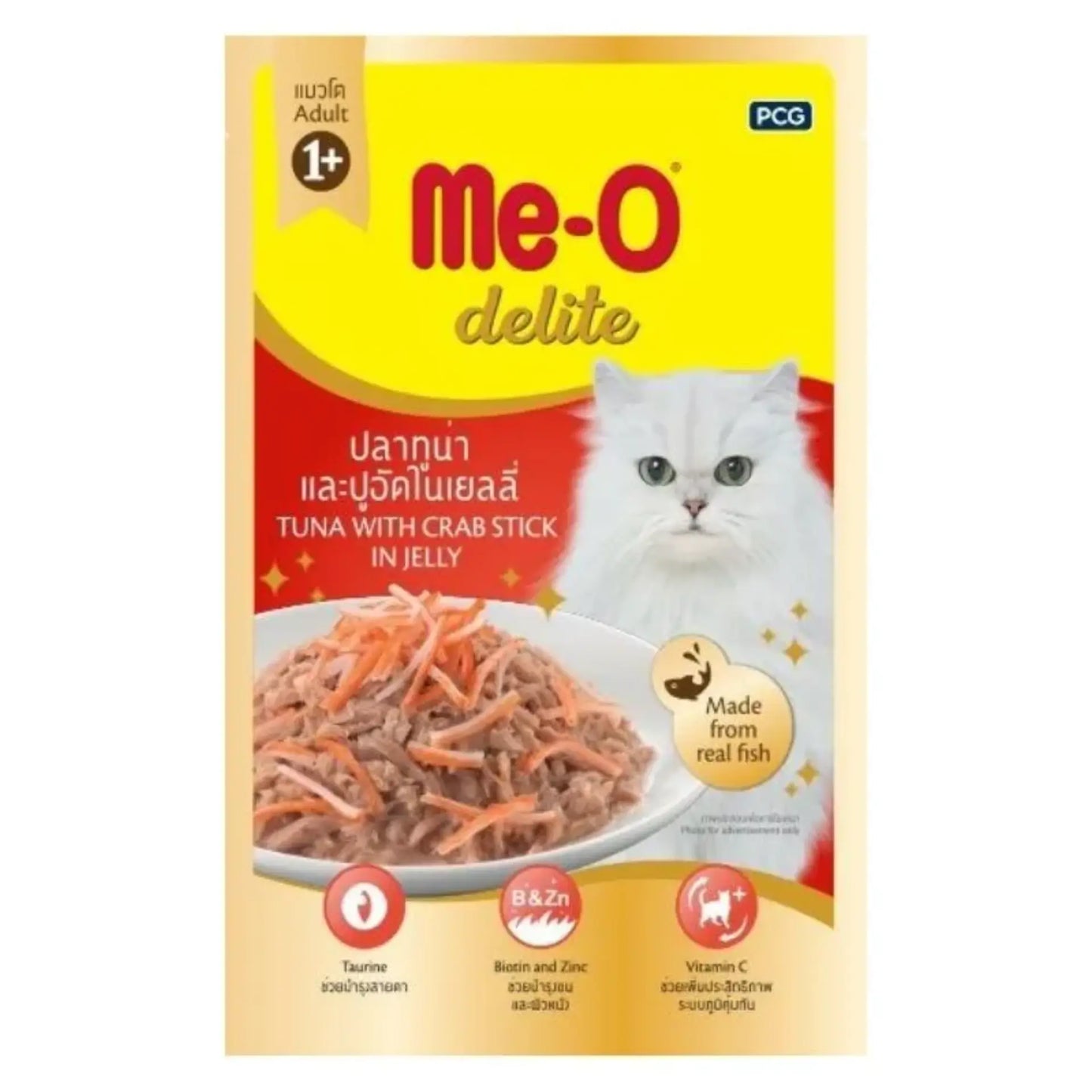 MeO Delite Tuna with Crab Sticks in Jelly Adult (+1 year) Wet Cat Food 70 Gm