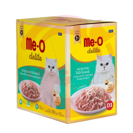 MeO Delite Tuna with Chicken Flake in Jelly Adult (+1 year) Wet Cat Food 70 Gm