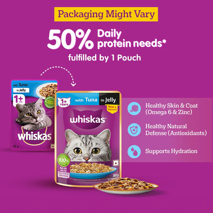 Whiskas Tuna in Jelly (1+ Years) Wet Food For Adult Cat 80 GM