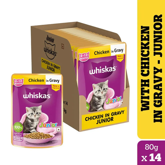 Whiskas Chicken in Gravy (2-12 Months) Wet Food For Junior Kitten