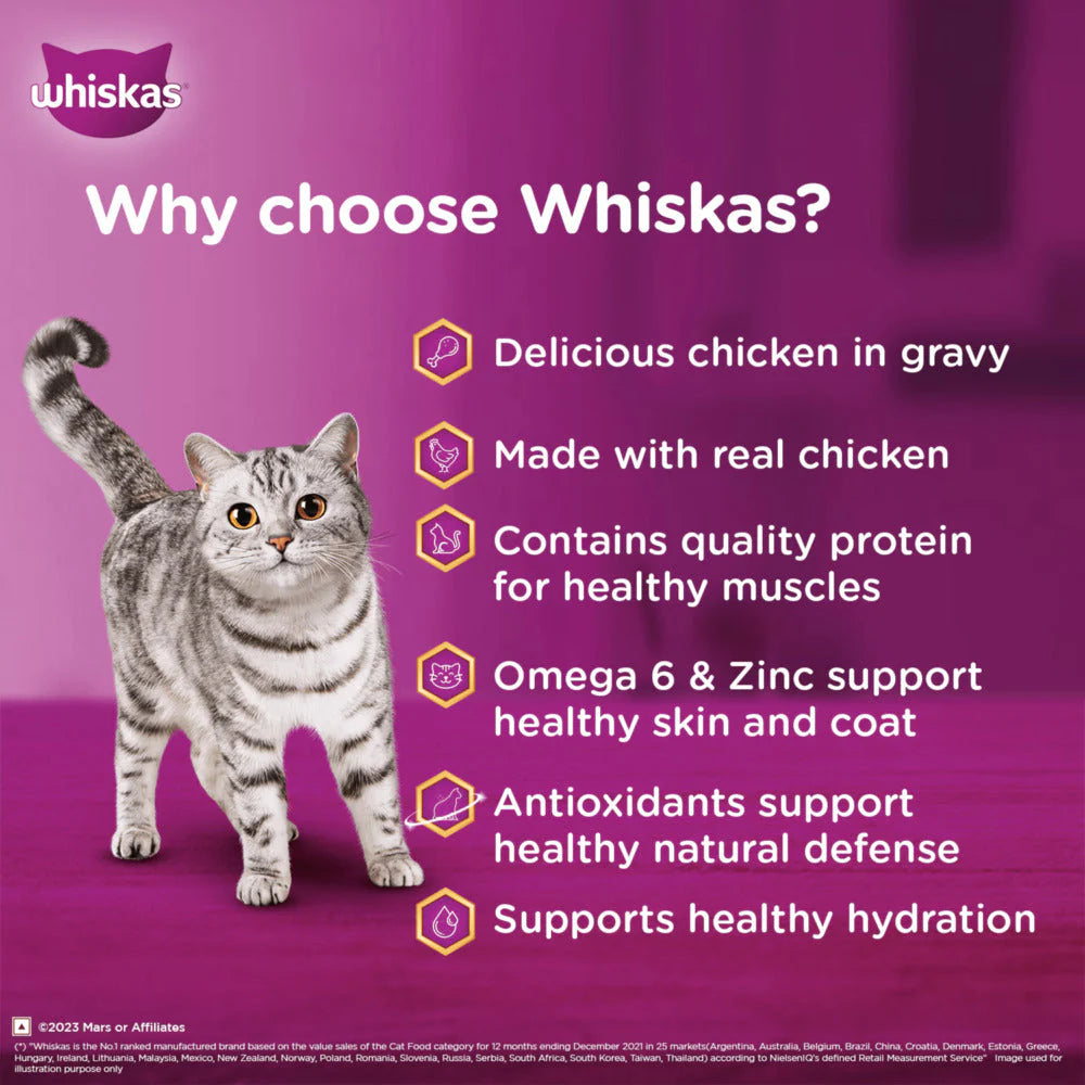 Whiskas Chicken in Jelly (1+ Years) Wet Food For Adult Cat 80 GM