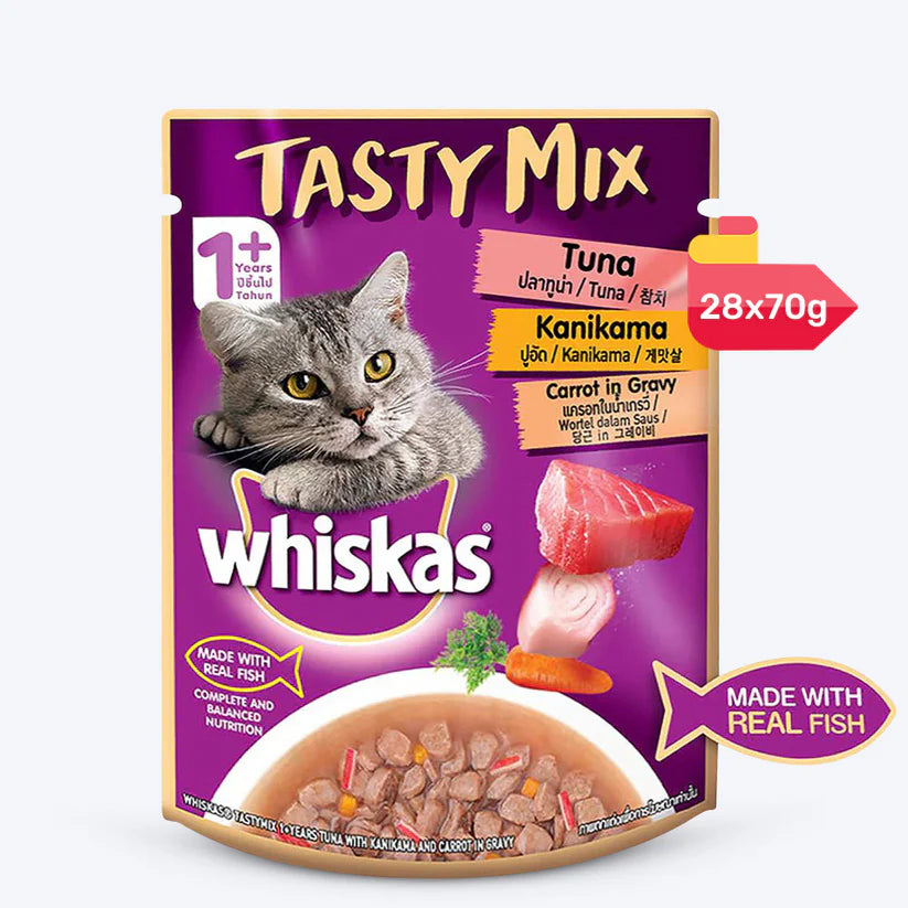 Whiskas Adult Tasty Mix Tuna With Kanikama And Carrot in Gravy 70 GM