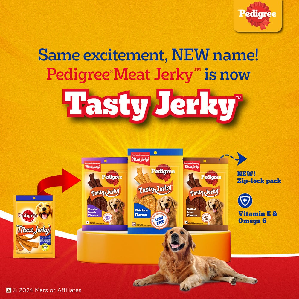 Pedigree Tasty Meat Jerky Roasted Lamb Flavour Adult Dog Treat 70g