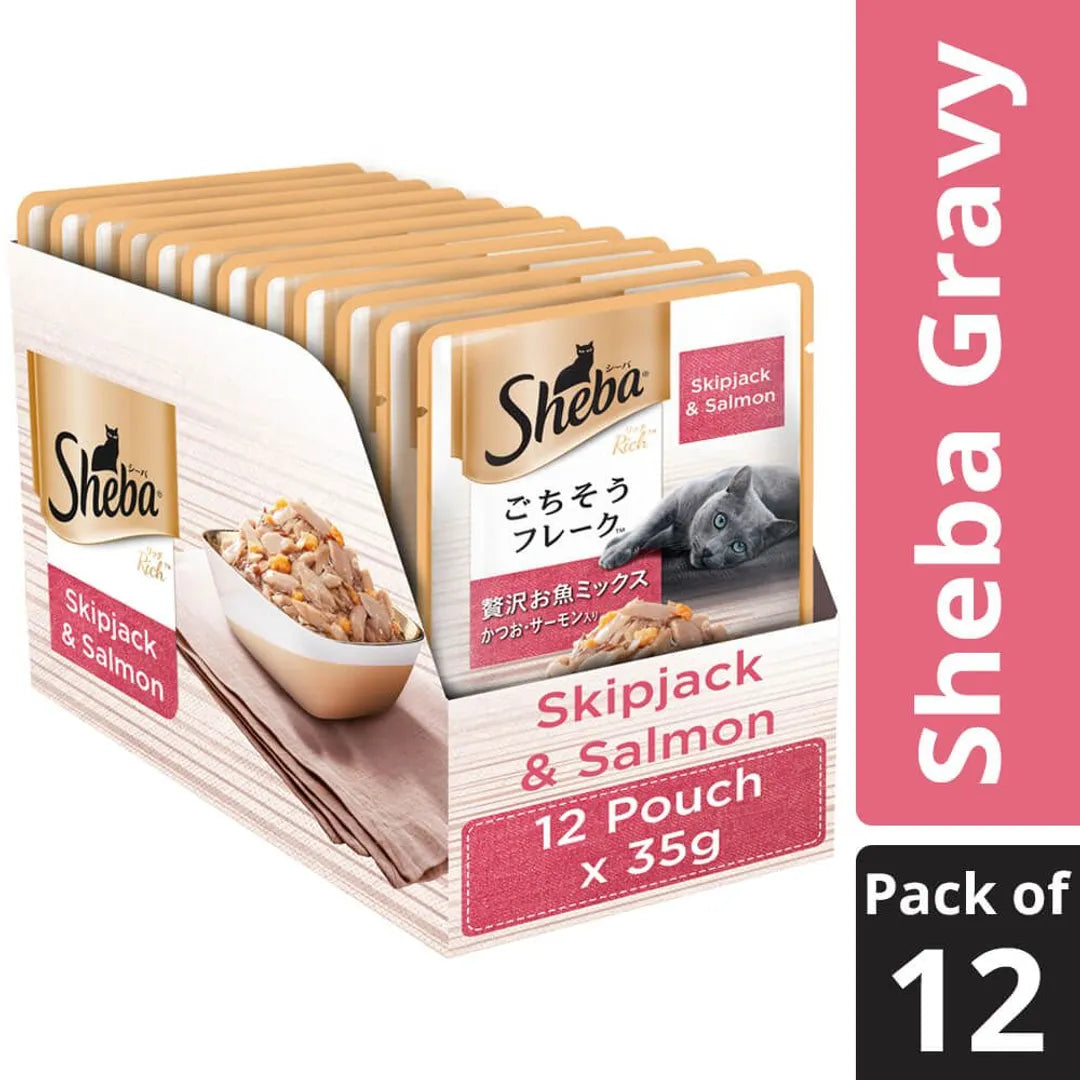 Sheba Skipjack & Salmon Wet Food in Gravy 35 Gm