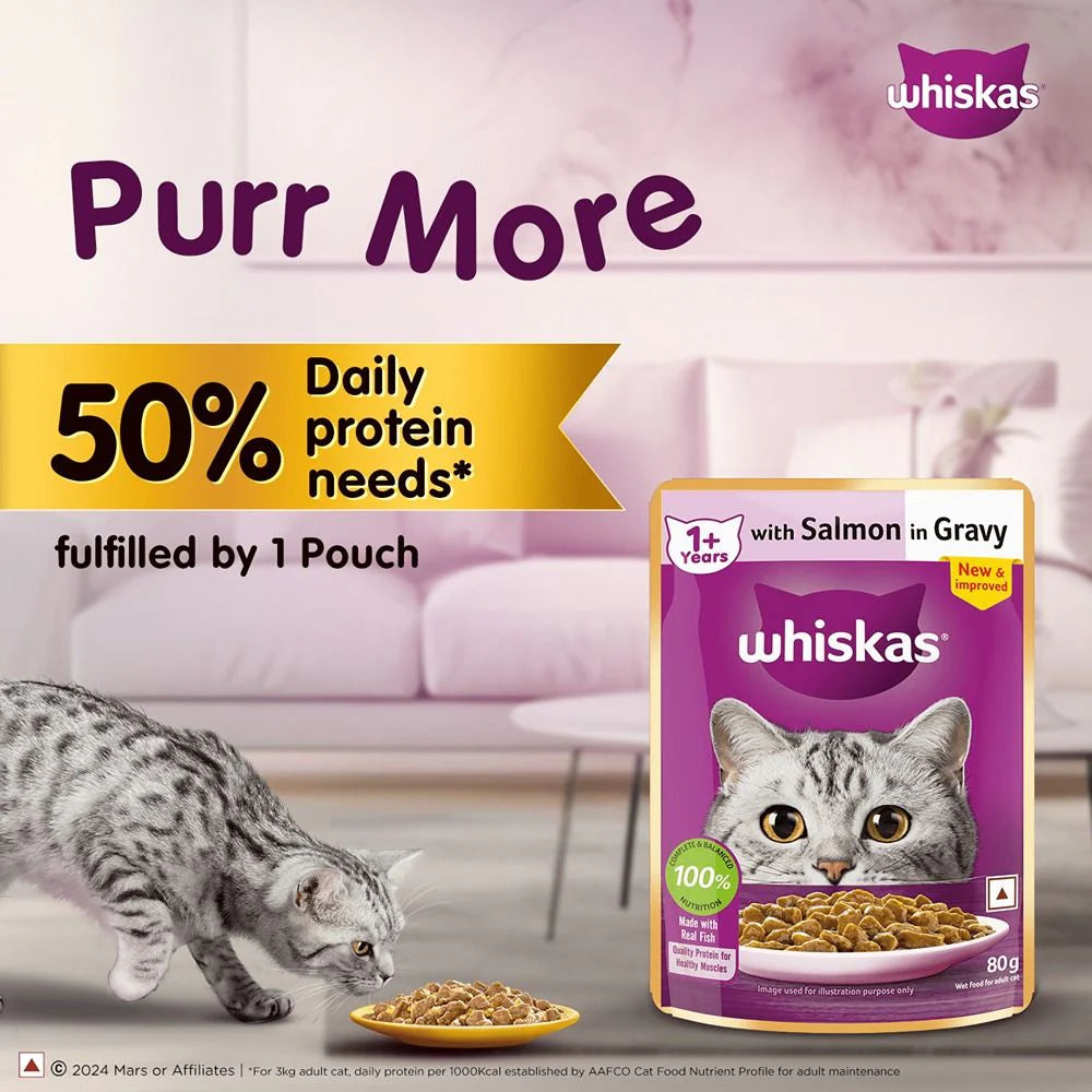 Whiskas Salmon in Gravy (1+ Years) Wet Food For Adult Cat 80 GM