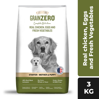 Signature Grain Zero Real Chicken, Egg and Vegetables Starter Mother and Puppy Dog Dry Food