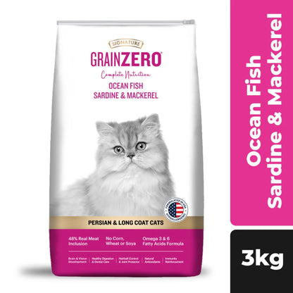 Signature Grain Zero Ocean Fish, Sardine & Mackerel Persian And Long Coat Dry Cat Food