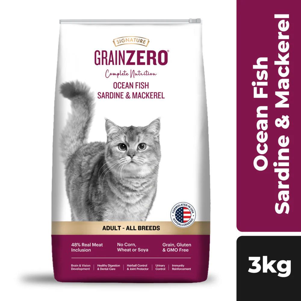 Signature Grain Zero Ocean Fish, Sardine & Mackerel Adult All Breed Dry Cat Food