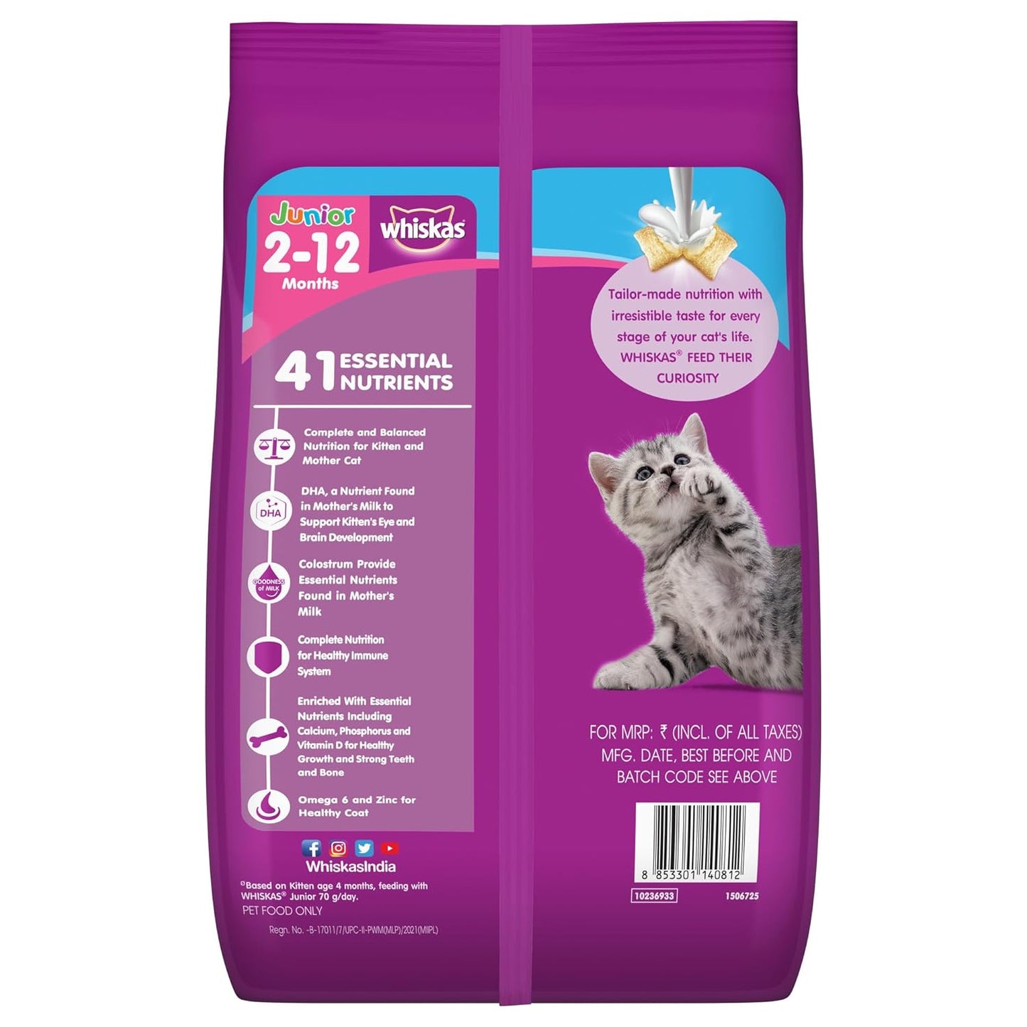 Whiskas Ocean Fish Junior Mother and Baby Cat Dry Food (2-12 Months)