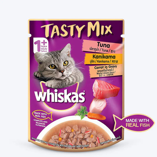 Whiskas Adult Tasty Mix Tuna With Kanikama And Carrot in Gravy 70 GM