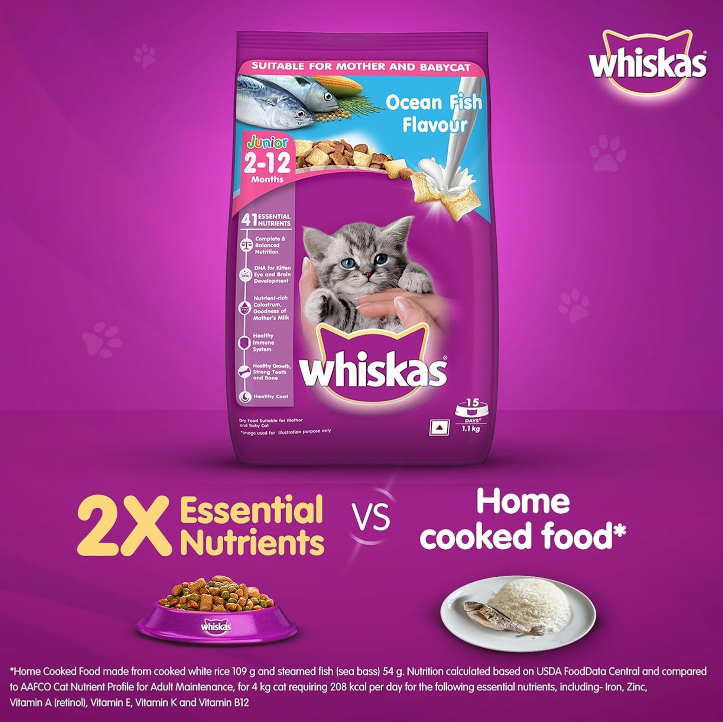 Whiskas Ocean Fish Junior Mother and Baby Cat Dry Food (2-12 Months)