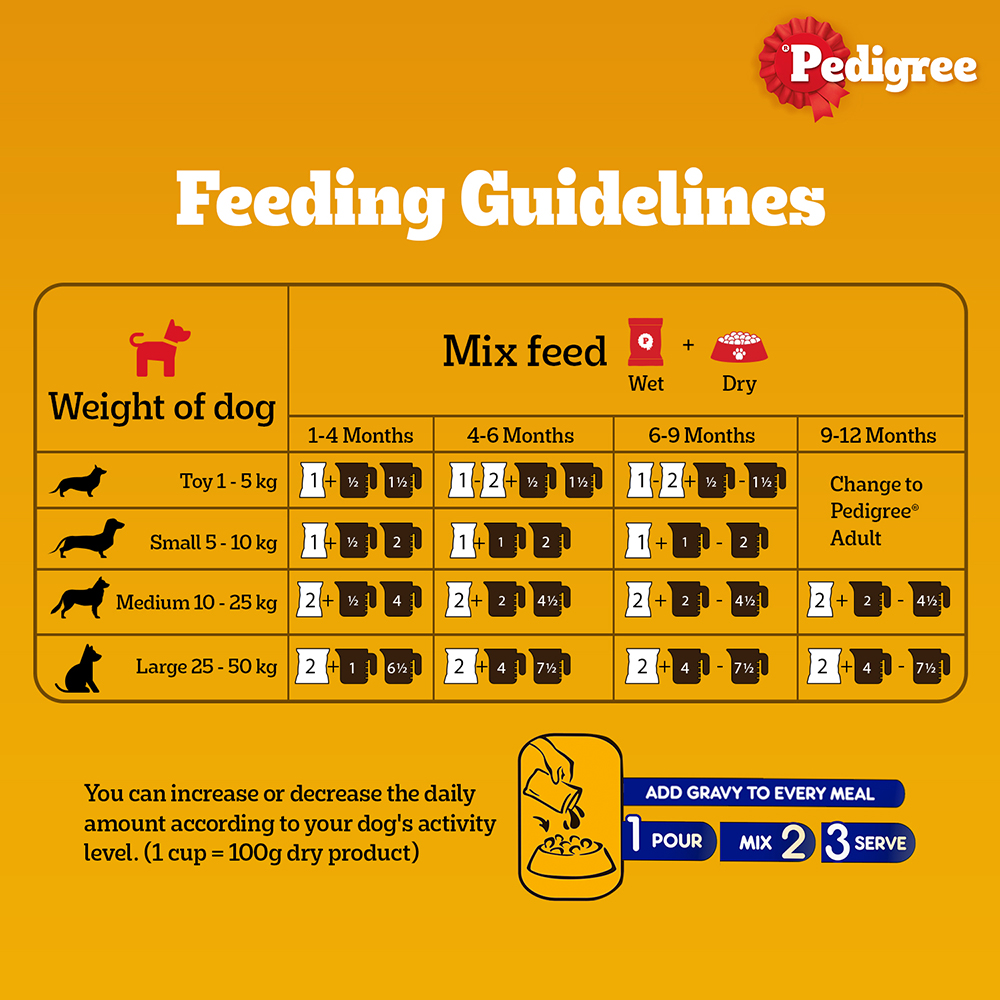 Pedigree Puppy Wet Dog Food, Chicken Chunks in Gravy, Dog Wet Food (130g)