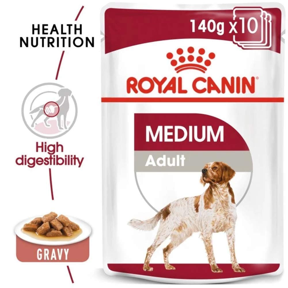 Royal Canin Medium Breed Adult Wet Dog Food, Gravy 1.4 kg (Pack of 10)