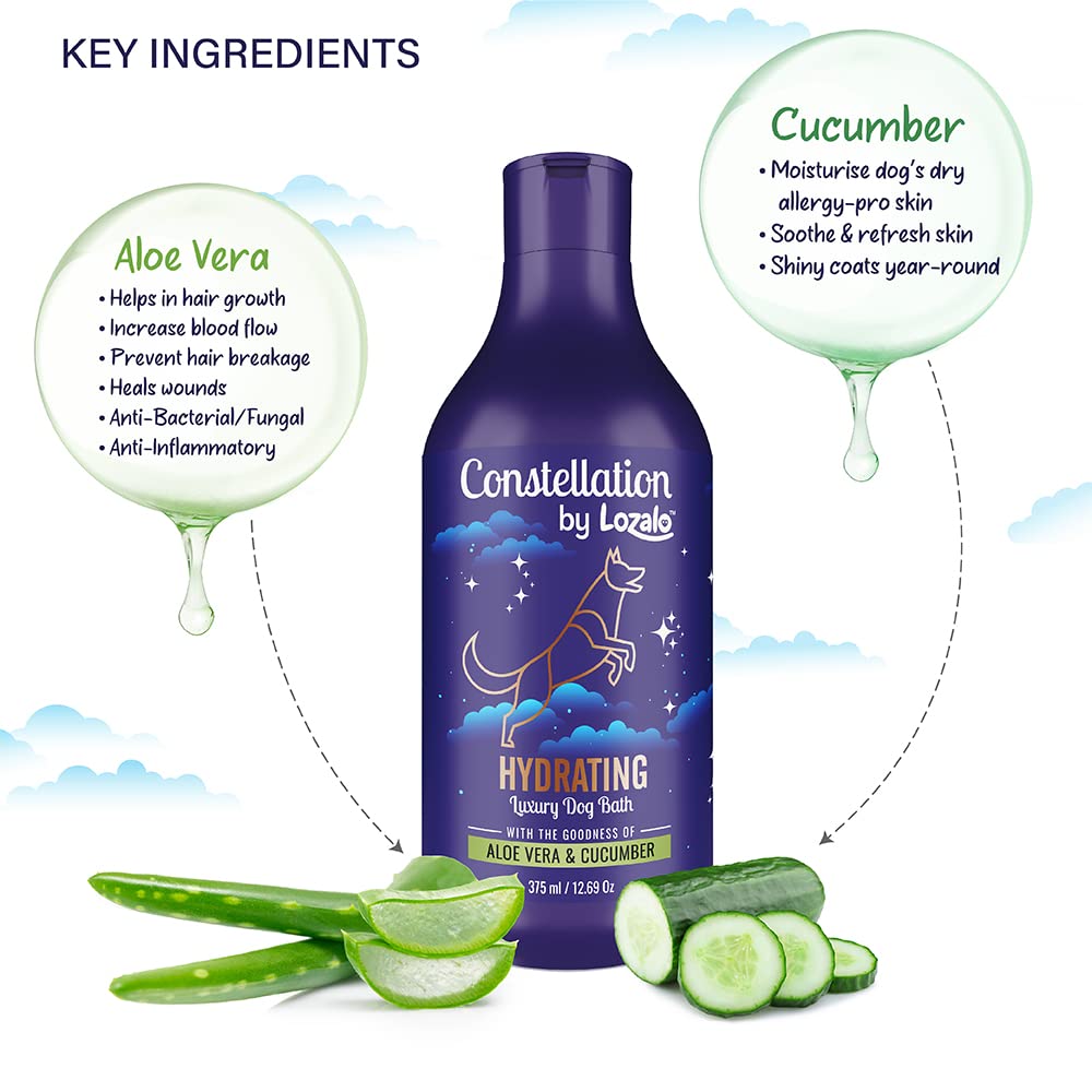 Constellation By Lozalo Hydrating Aloe Vera & Cucumber Luxury Dog Bath Shampoo 375 ml