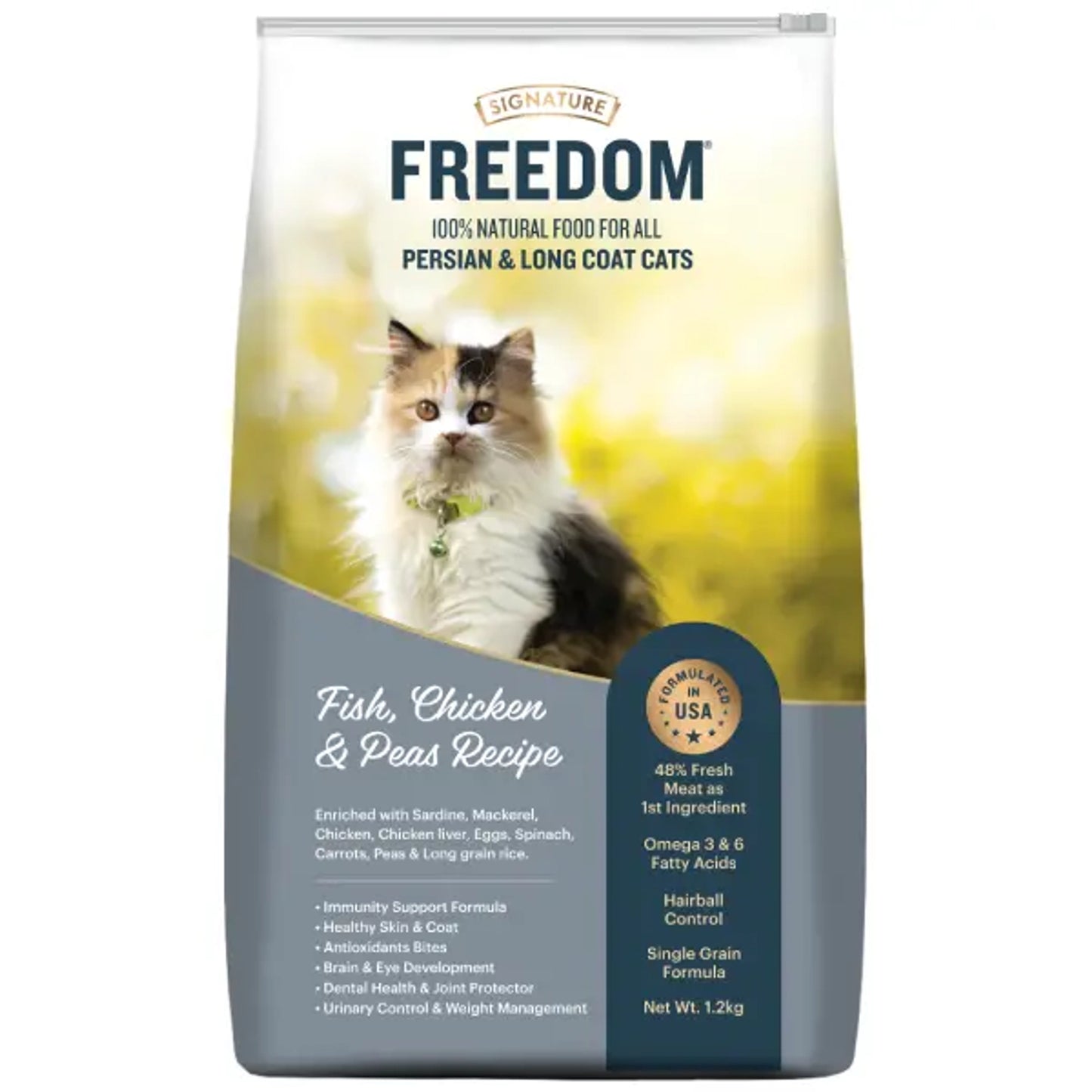 Signature Freedom Persian and Long coat Fish Chicken & Peas Recipe Adult Dry Cat Food