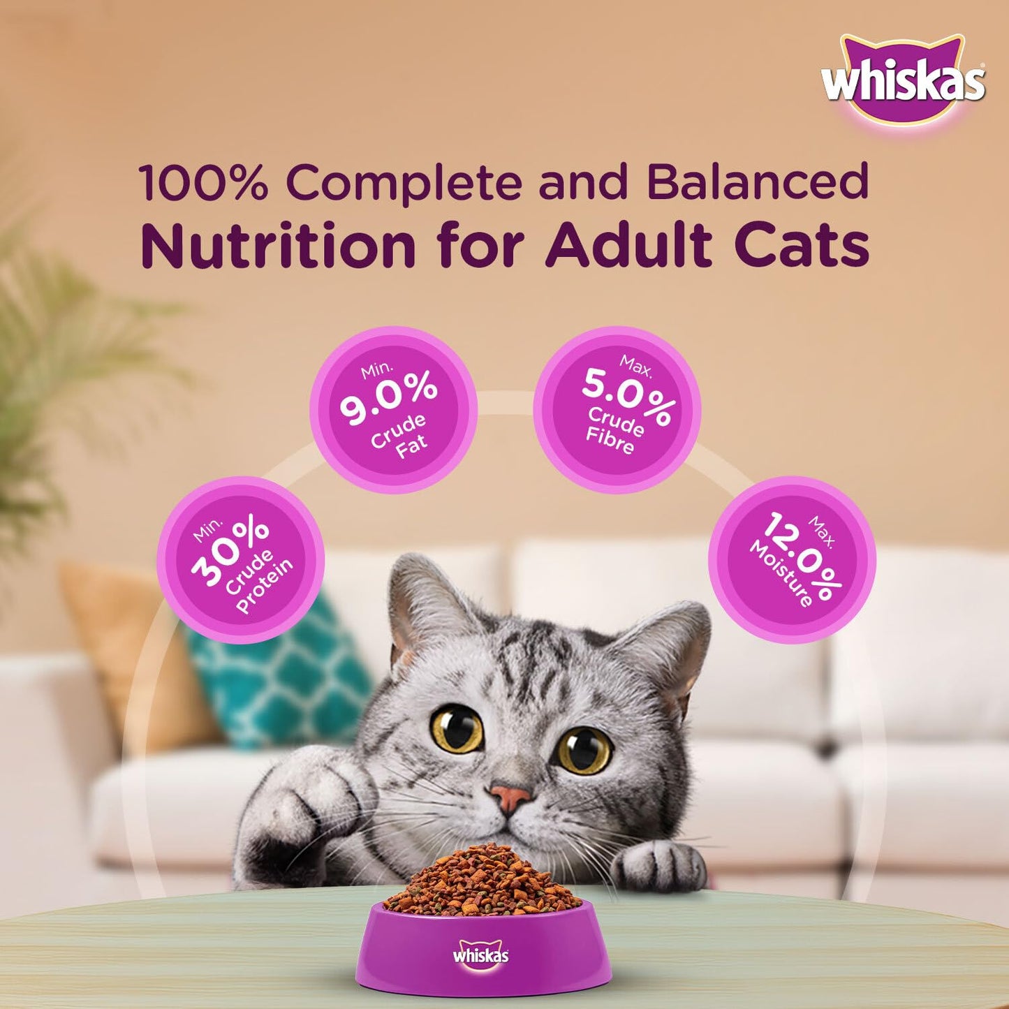 Whiskas Adult (+1 year) Dry Cat Food Tuna Flavour