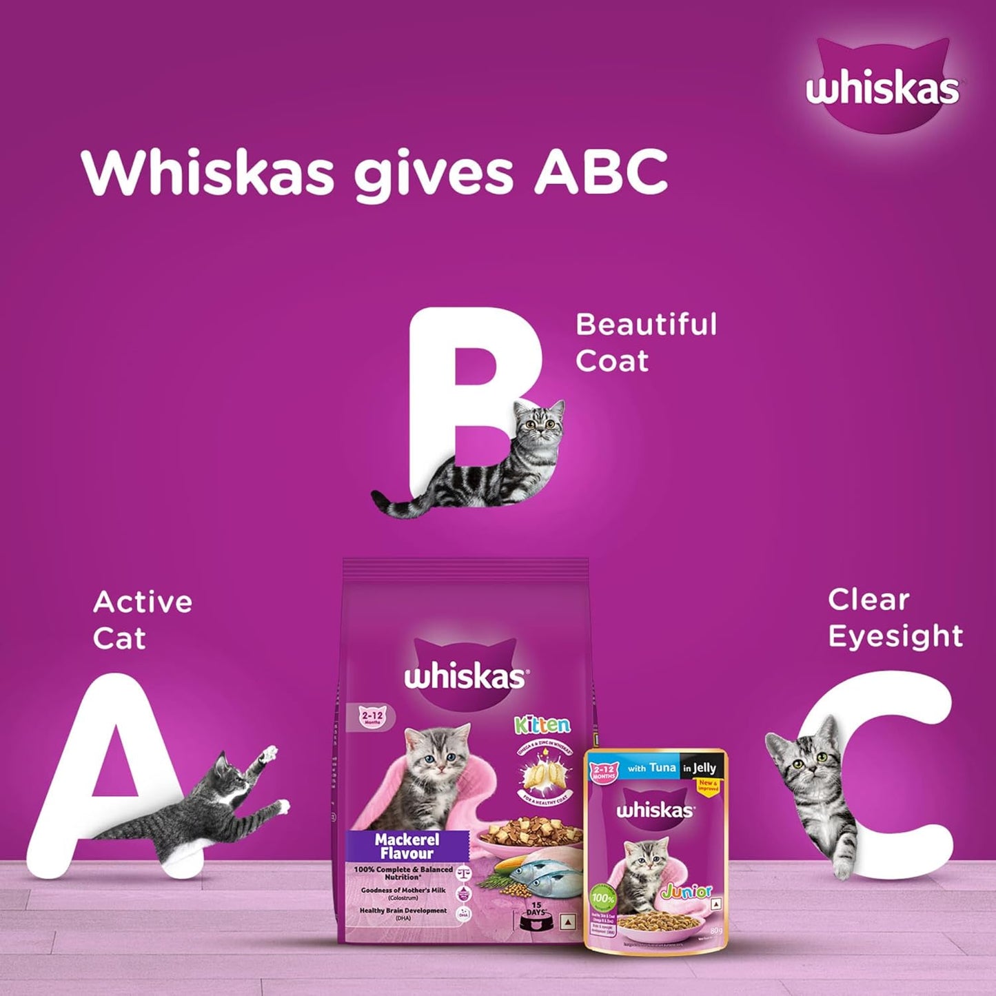 Whiskas Junior (2-12 Months) Dry Kitten  Food Mackerel Flavour