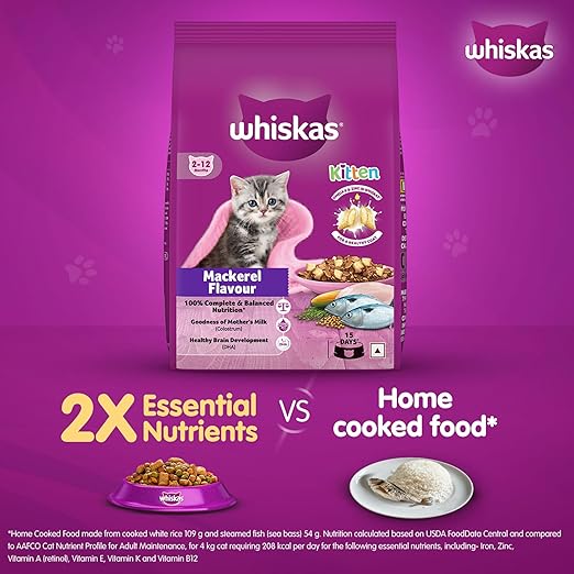 Whiskas Junior (2-12 Months) Dry Kitten  Food Mackerel Flavour