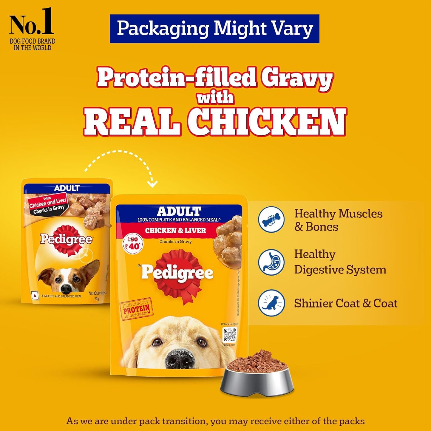 Pedigree Chicken and Liver Chunks in Gravy Adult Dog Wet Food (70g)