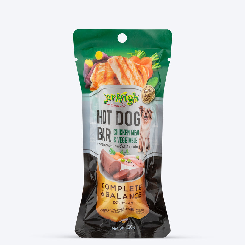 Jerhigh Dog Snacks Hot Dog Chicken And Vegetables 150 gm