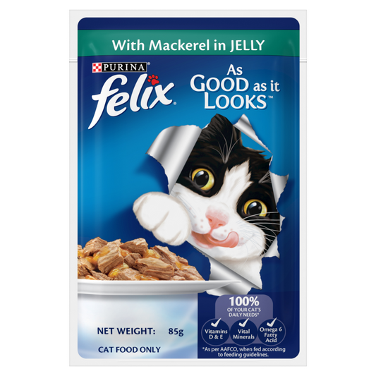 Purina Felix Mackerel in Jelly Adult Cat Wet Food 85g