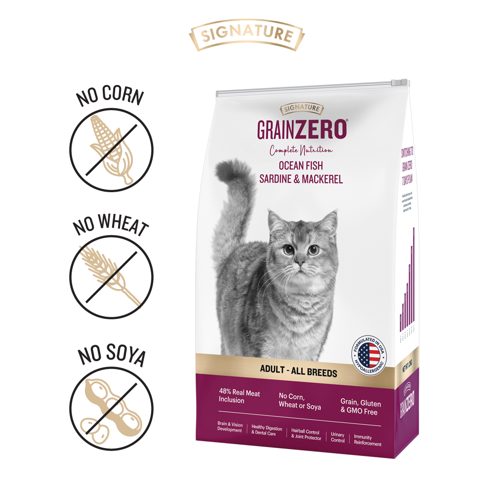 Signature Grain Zero Ocean Fish, Sardine & Mackerel Adult All Breed Dry Cat Food